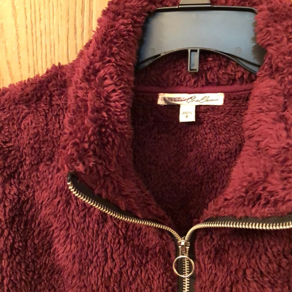 EXPRESS Burgundy Sherpa Pullover